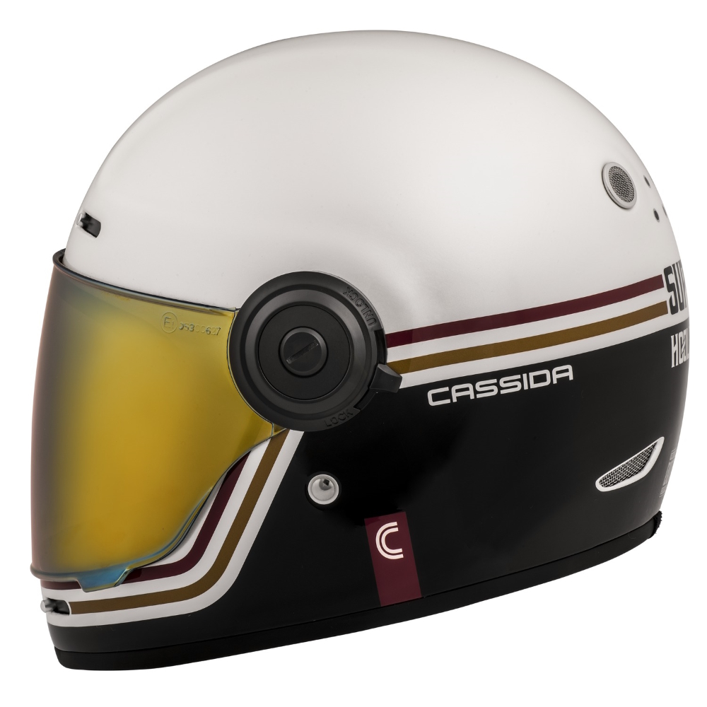 Motorcycle Helmet Cassida Fibre Super Hooligan Carat Pearl White Black