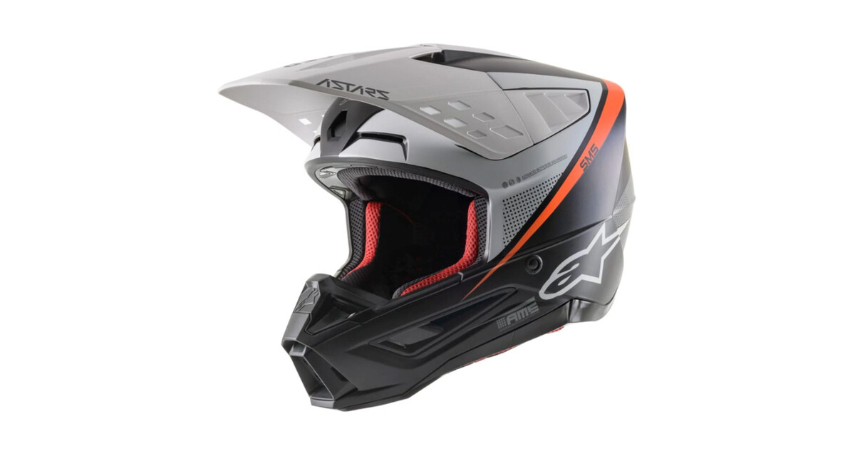 Motorcycle Helmet Alpinestars S-M5 Rayon Black/White/Orange Fluo