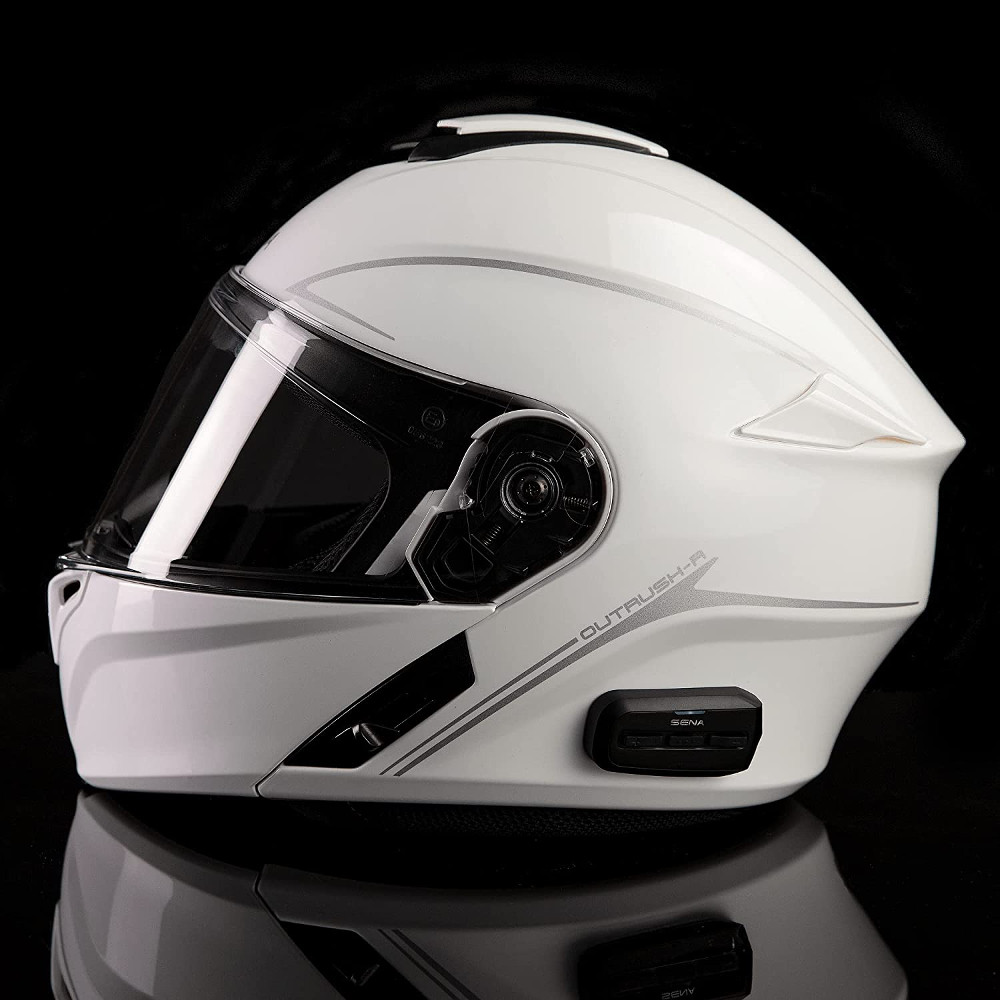 Motorcycle Helmet w/ BuiltIn Headset SENA Outrush R Glossy White